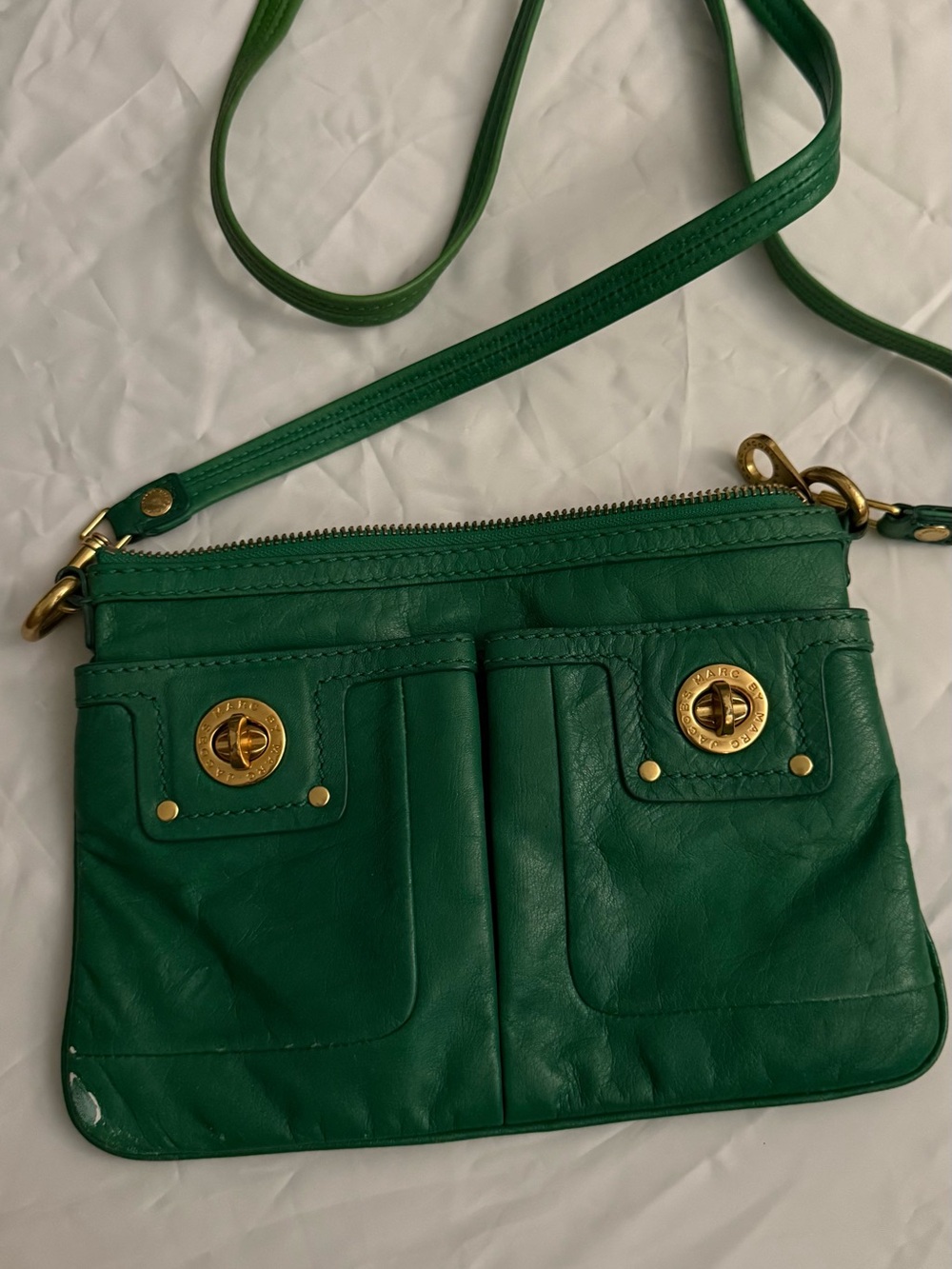 Marc by Marc Jacobs Emerald Green Leather Crossbody with Gold Hardware